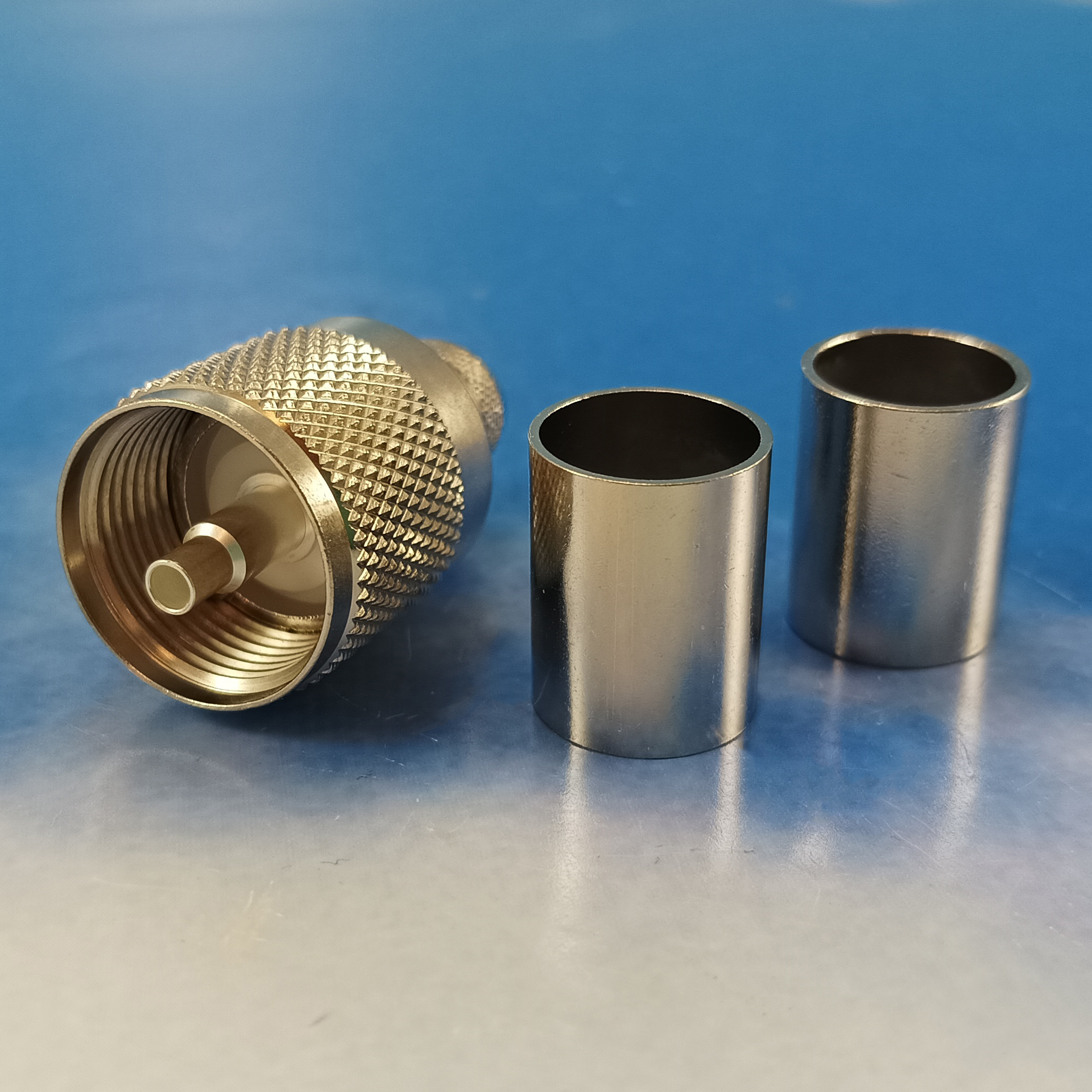 UHF Male crimp RG213 / RG214 Packed with 2 ferrules