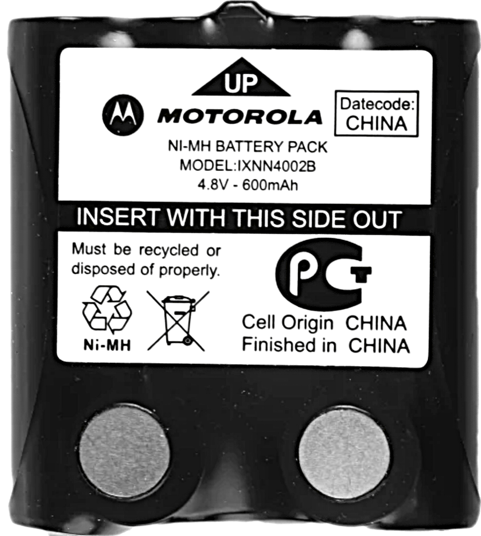 Motorola Battery Pack, 600 mAh, NiMH 4.8V  IXNN4002