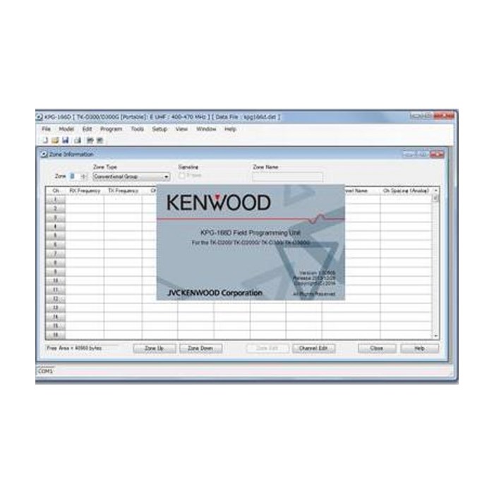 Kenwood KPG-166DM Programming software license