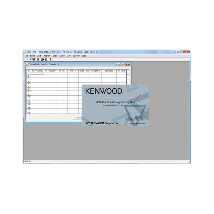 Kenwood KPG-174DM Programming software license for TKR-Dx10E