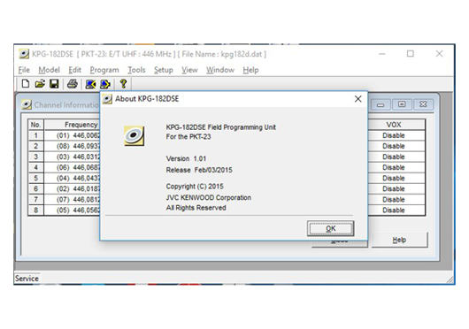 Kenwood KPG-182D Programming software for PKT-23E