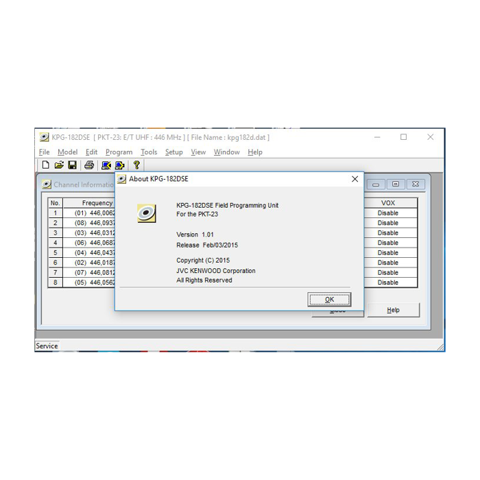Kenwood KPG-182D Programming software for PKT-23E