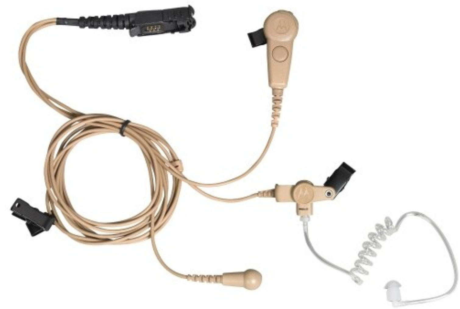 3-Wire Surveillance Earpiece with Combined Mic/PTT(Beige)