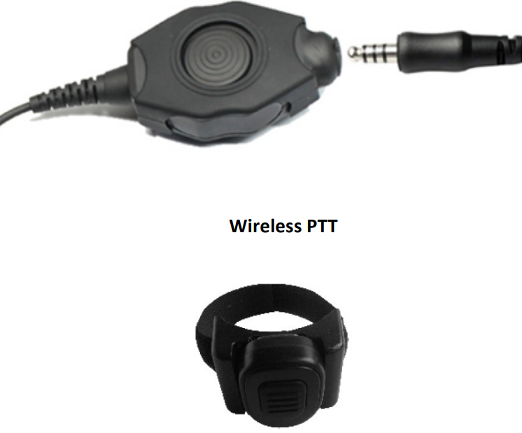 IP67 Tactical PTT with wireless receiver to TAC-PTT and with auto switching amplifier circuit, Nexus headset socket (for use with dynamic & electret microphone inputs)